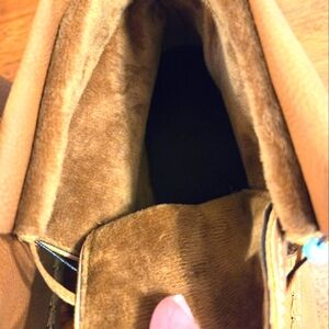 Moccasins,  light brown, size 8.